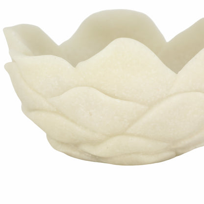 6" Zelen White Quartz Resin Flower Bowl