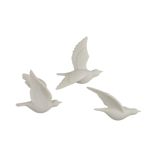 EV19794 |S/3 Horizon Quartz Resin Bird Wall Decor, White