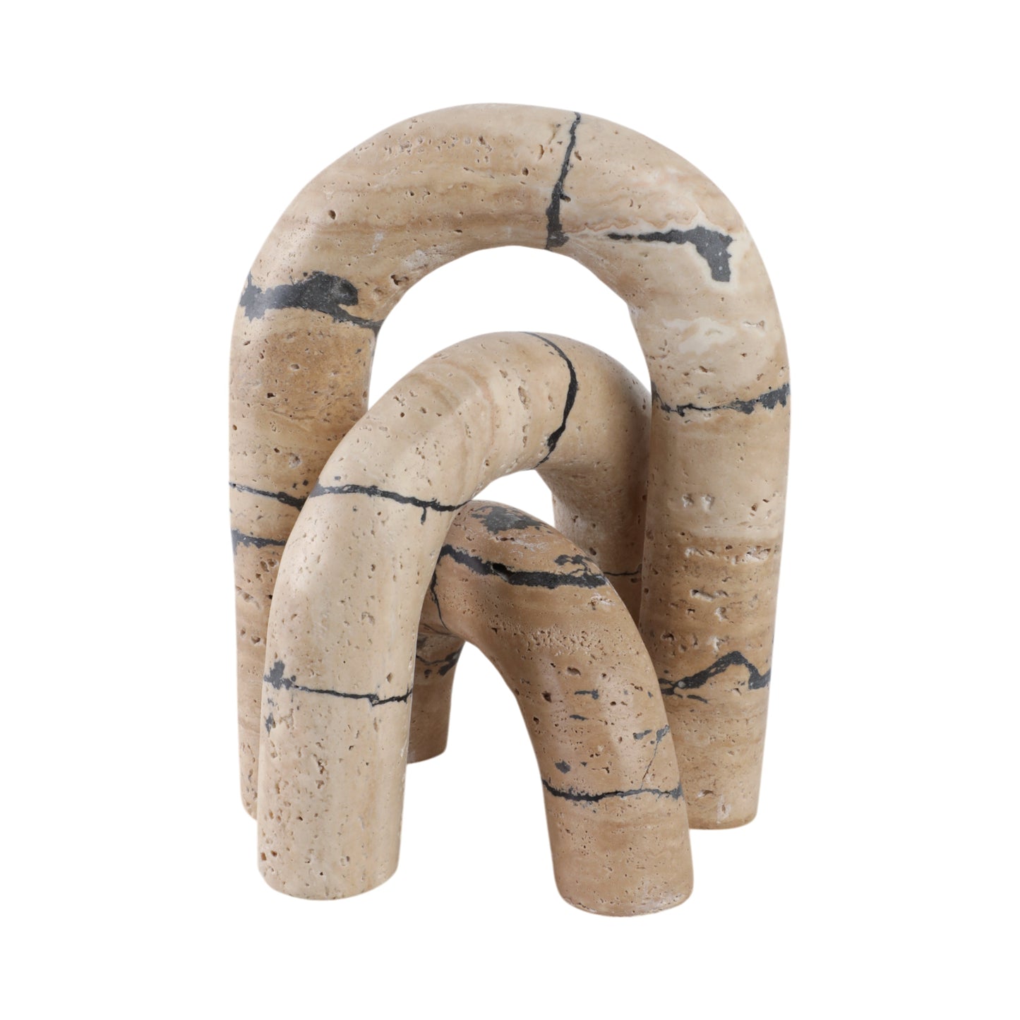 S/3 10" Gorda Crackle Travertine Arches