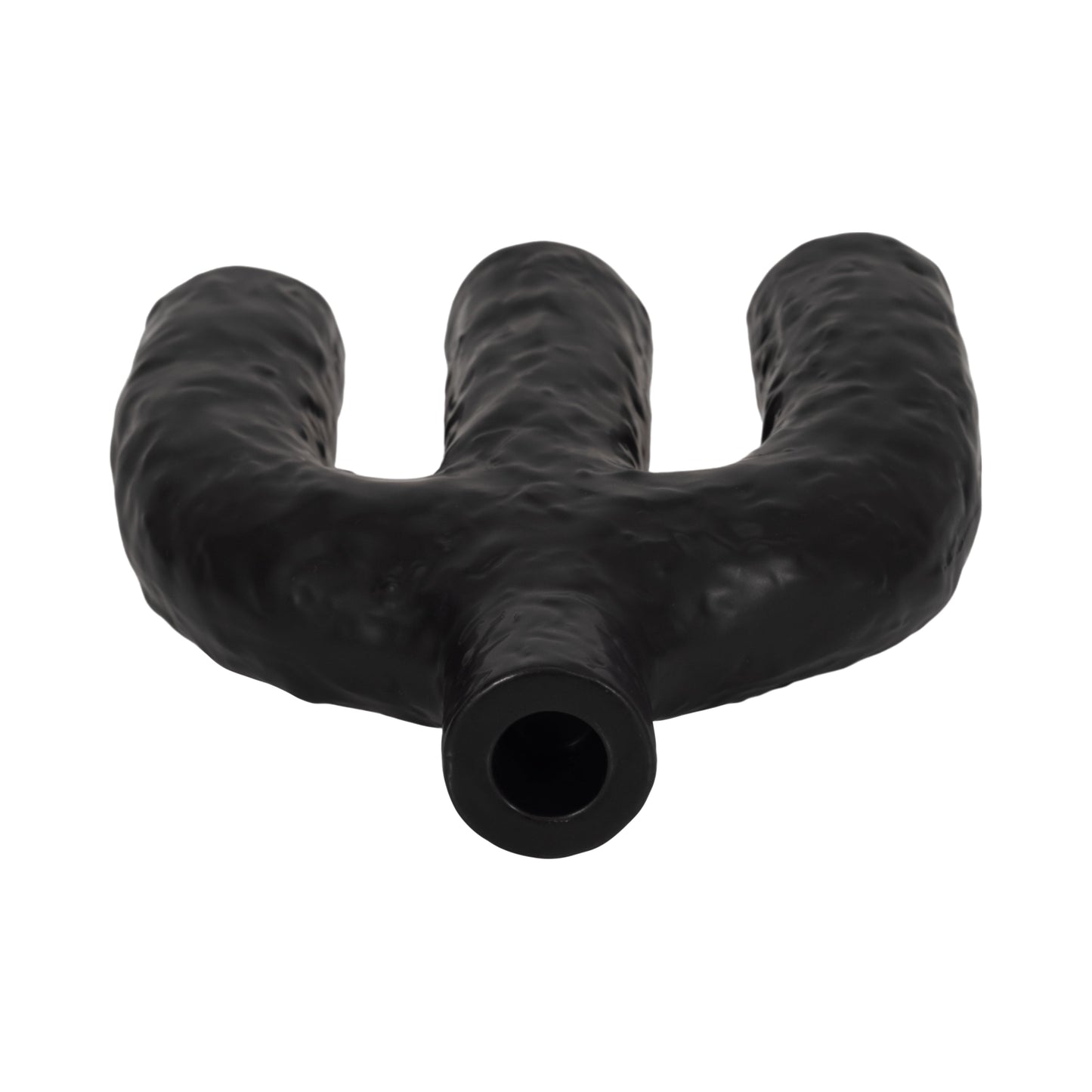 9" Volcano Texture Double Arched Taper Holder, Bla