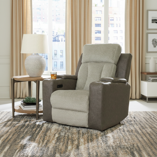 Stately Check PWR Recliner/ADJ Headrest
