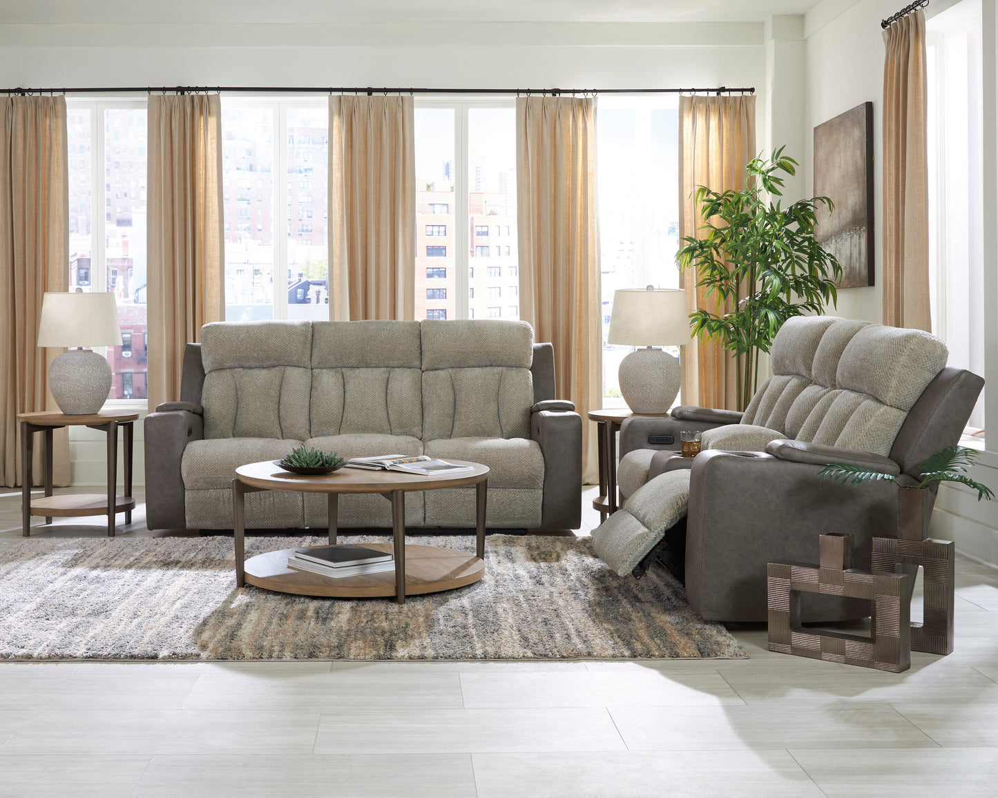 Stately Check PWR REC Loveseat/CON/ADJ HDRST