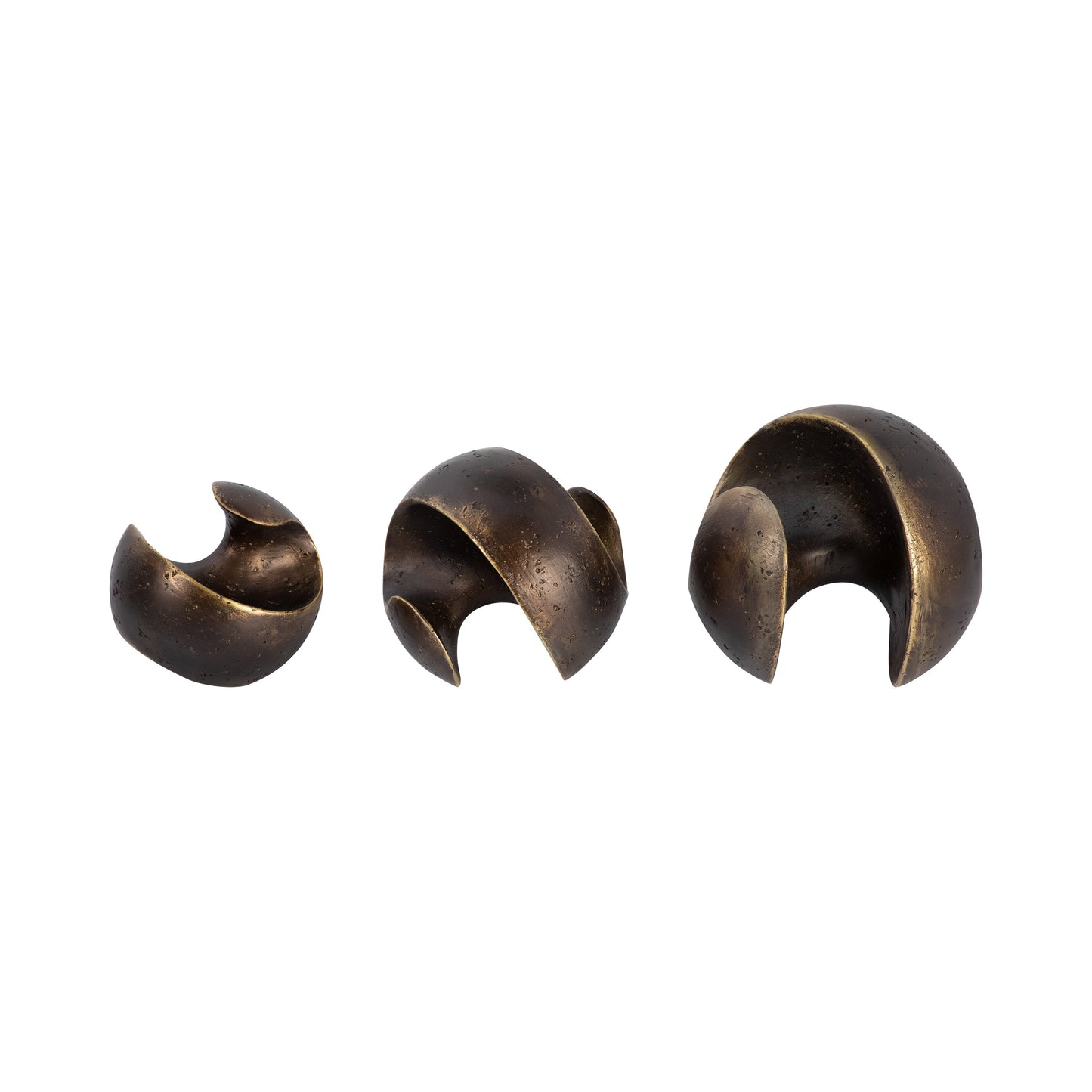 S/3 4/5/6" Kismet Spiral Deco Spheres, Bronze