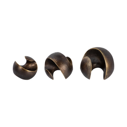 S/3 4/5/6" Kismet Spiral Deco Spheres, Bronze