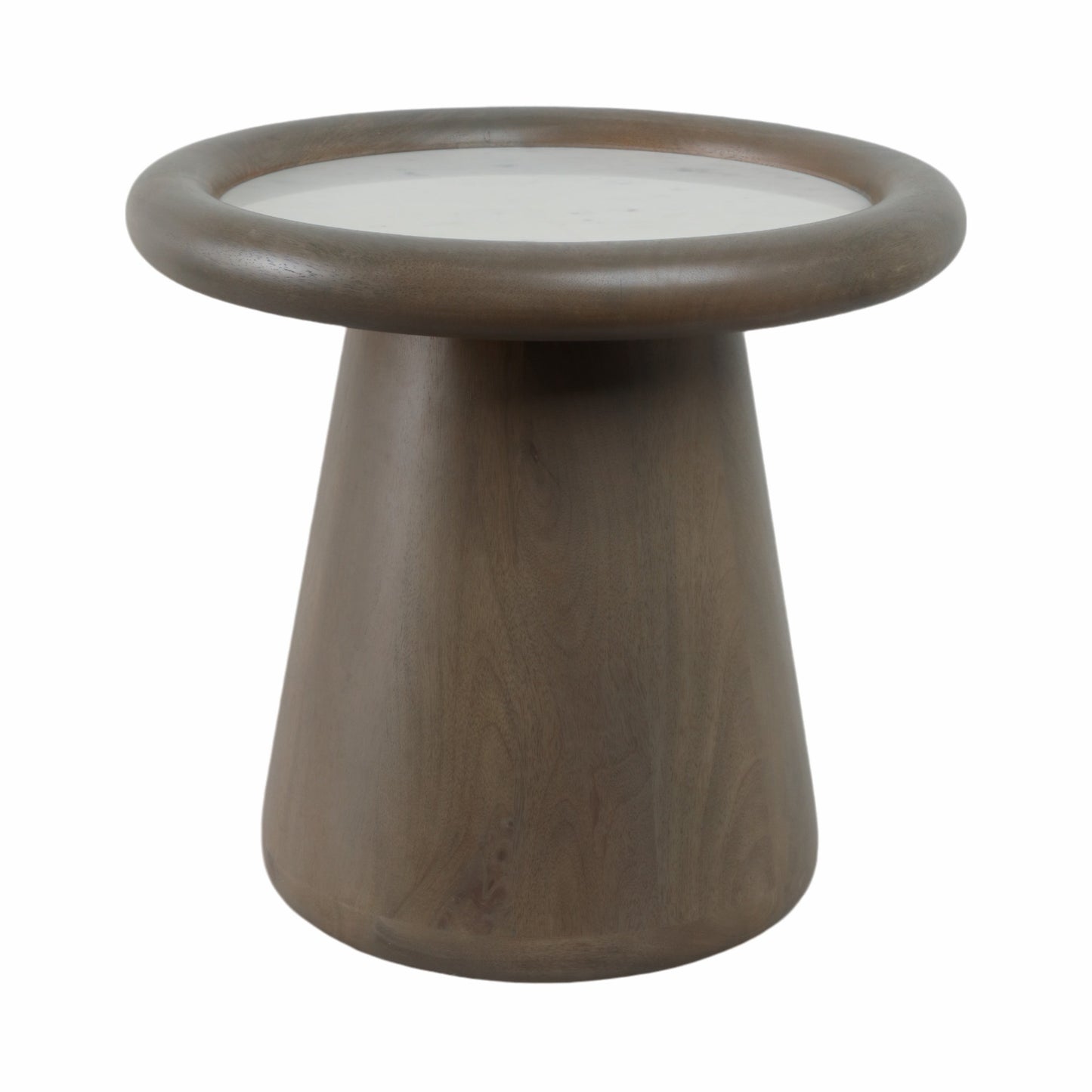 20" Aleena Wood And Marble Accent Table, Brwn