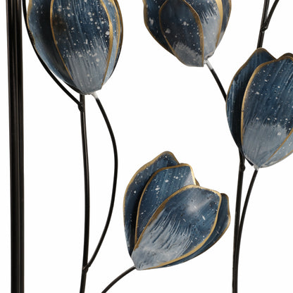 S/2 32" Blooming Flowers Metal Wall Panels, Blue/b