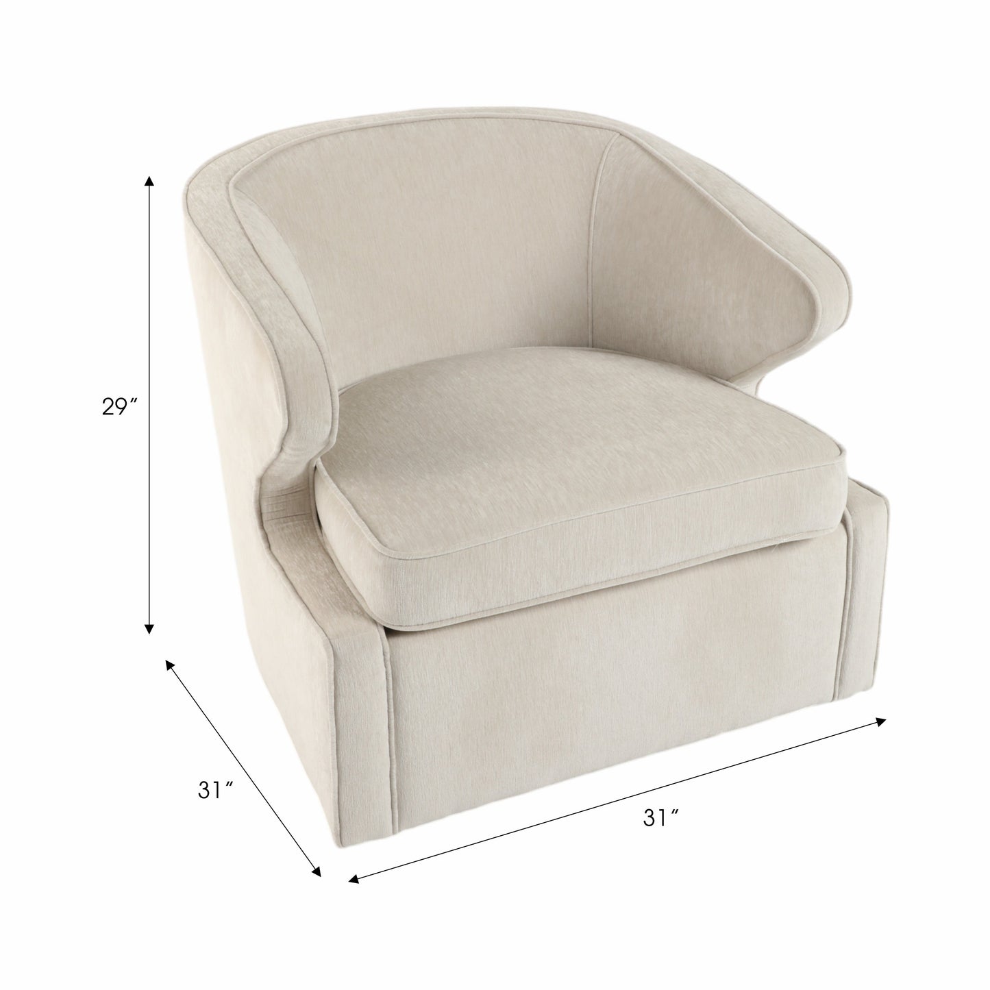 32" Karlsson Swivel Accent Chair, Ivory