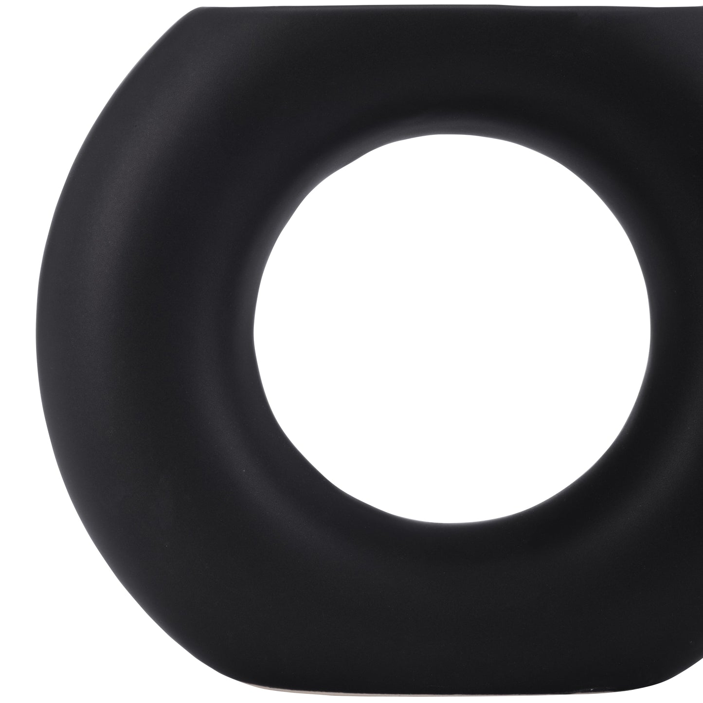 17058-02 |Cer, 5" Donut Vase, Black