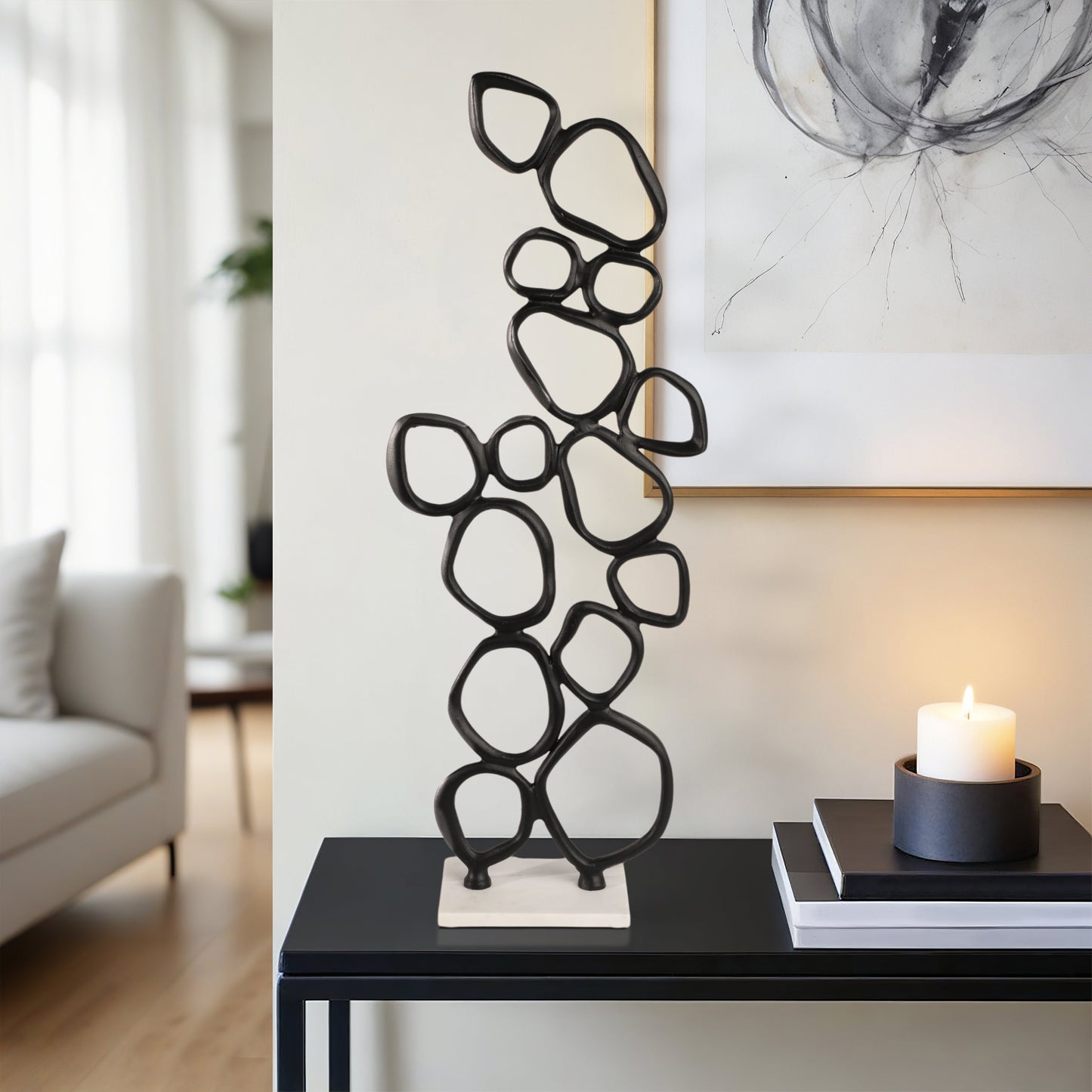 30" Tidus Large Ring Statuary, Black