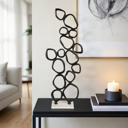 30" Tidus Large Ring Statuary, Black