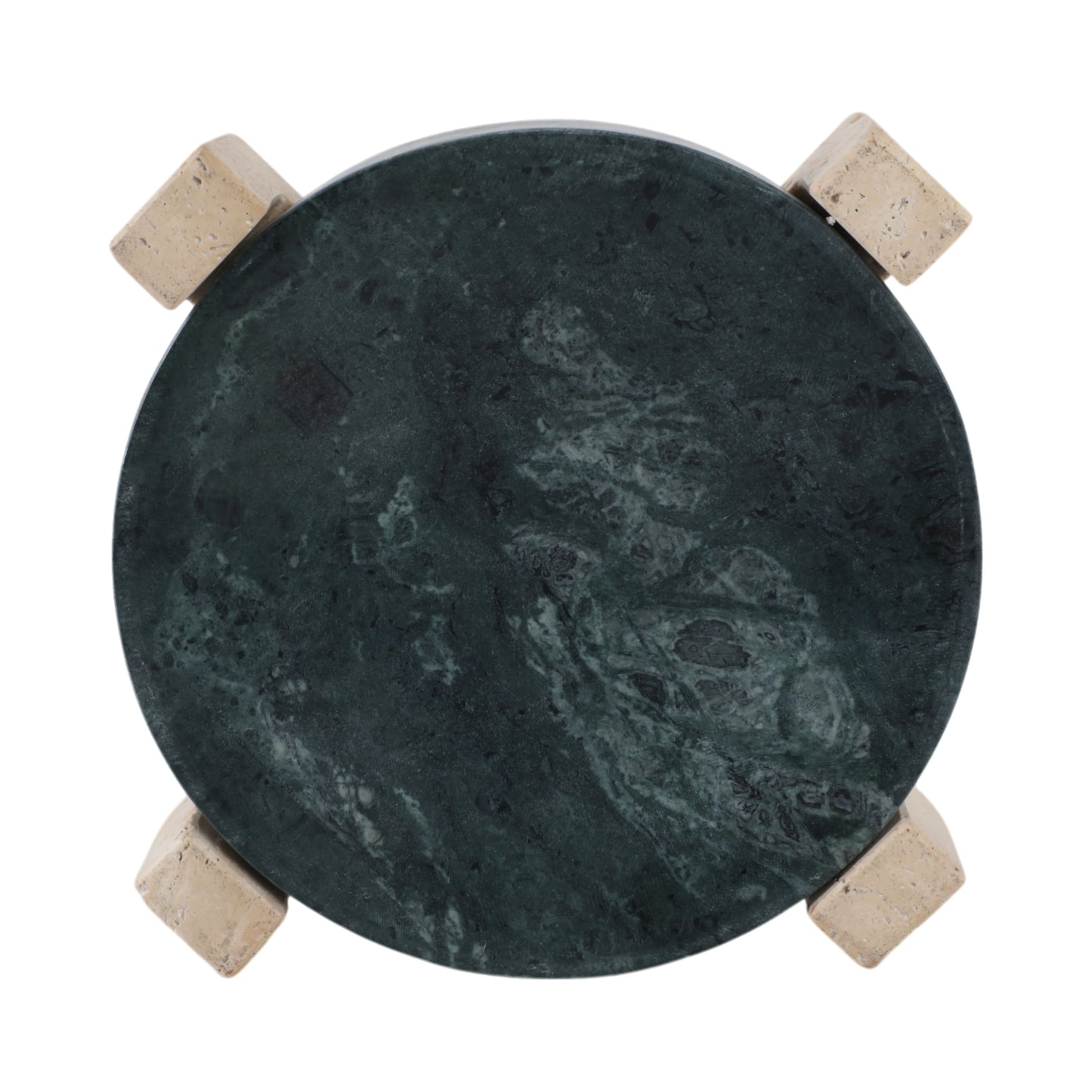12" Archer Small Green Marble And Travertine Tray