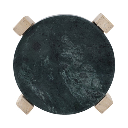 12" Archer Small Green Marble And Travertine Tray