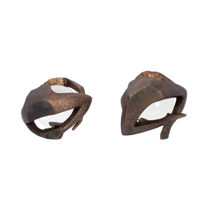 S/2 8" Aracar Statuary With Crystal Sphere, Bronze