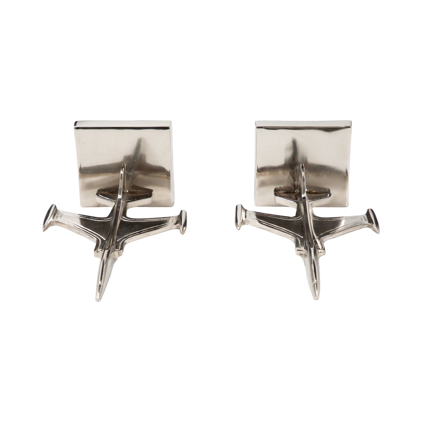 S/2 9" Orleans Silver Plane Bookends