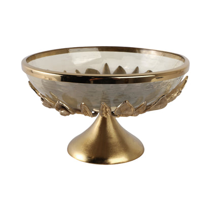 13" Eaves Glass And Metal Bowl