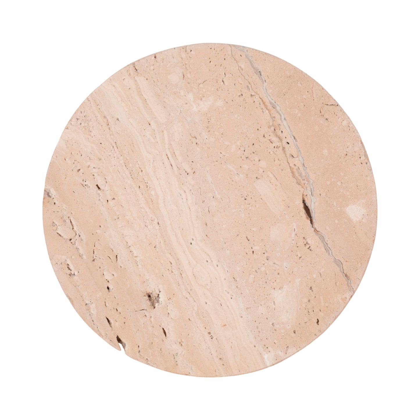 10" Travertine Tray On Wood Ball Feet, Tan