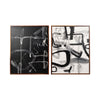 S/2 95x59 Hand Painted Contemporary Art, Black/wht
