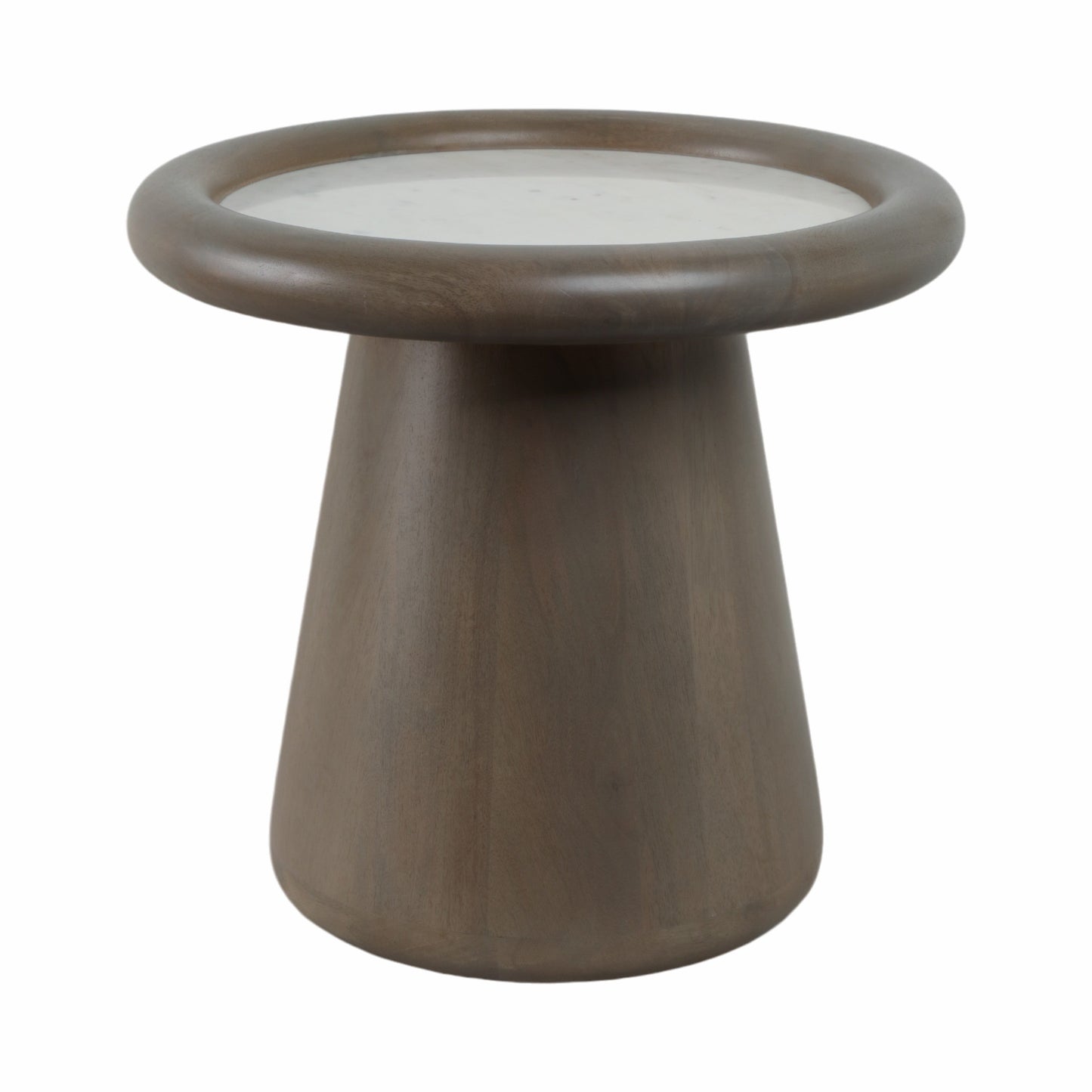 20" Aleena Wood And Marble Accent Table, Brwn