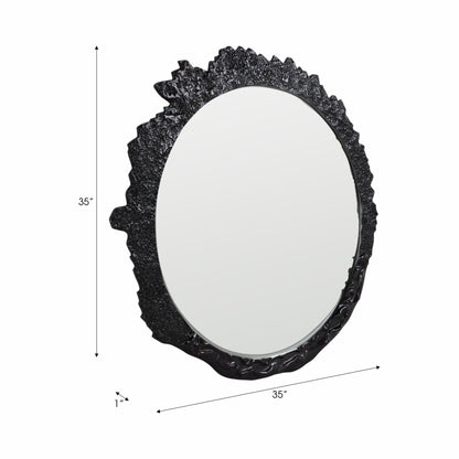 35" Eron Metal Wall Mirror, Black