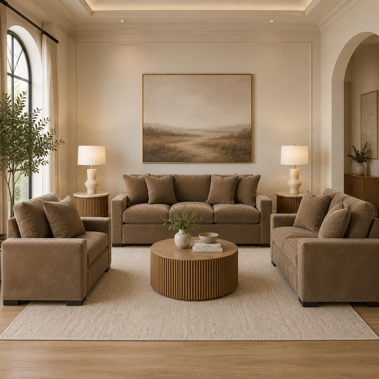 طقم أريكة Calden مع مصباح طاولة Terra Pearl مجاني - عدد 2
