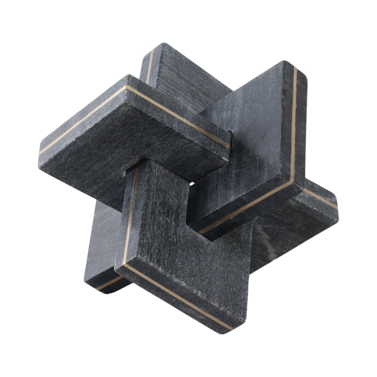 9" Walton Large Black Marble And Brass Knot