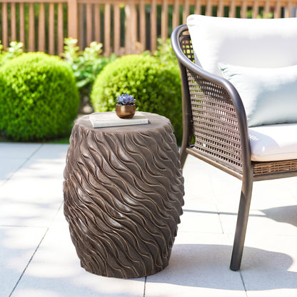 20" Devone Brown Ceramic Garden Stool