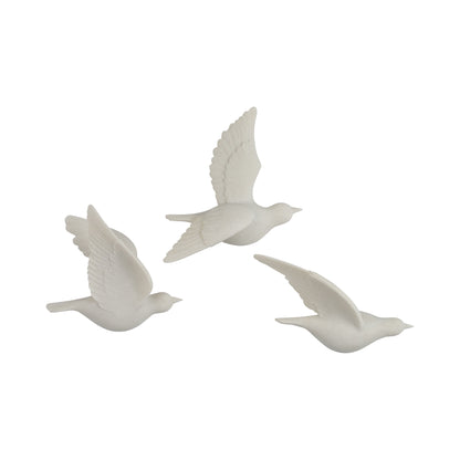 EV19794 |S/3 Horizon Quartz Resin Bird Wall Decor, White