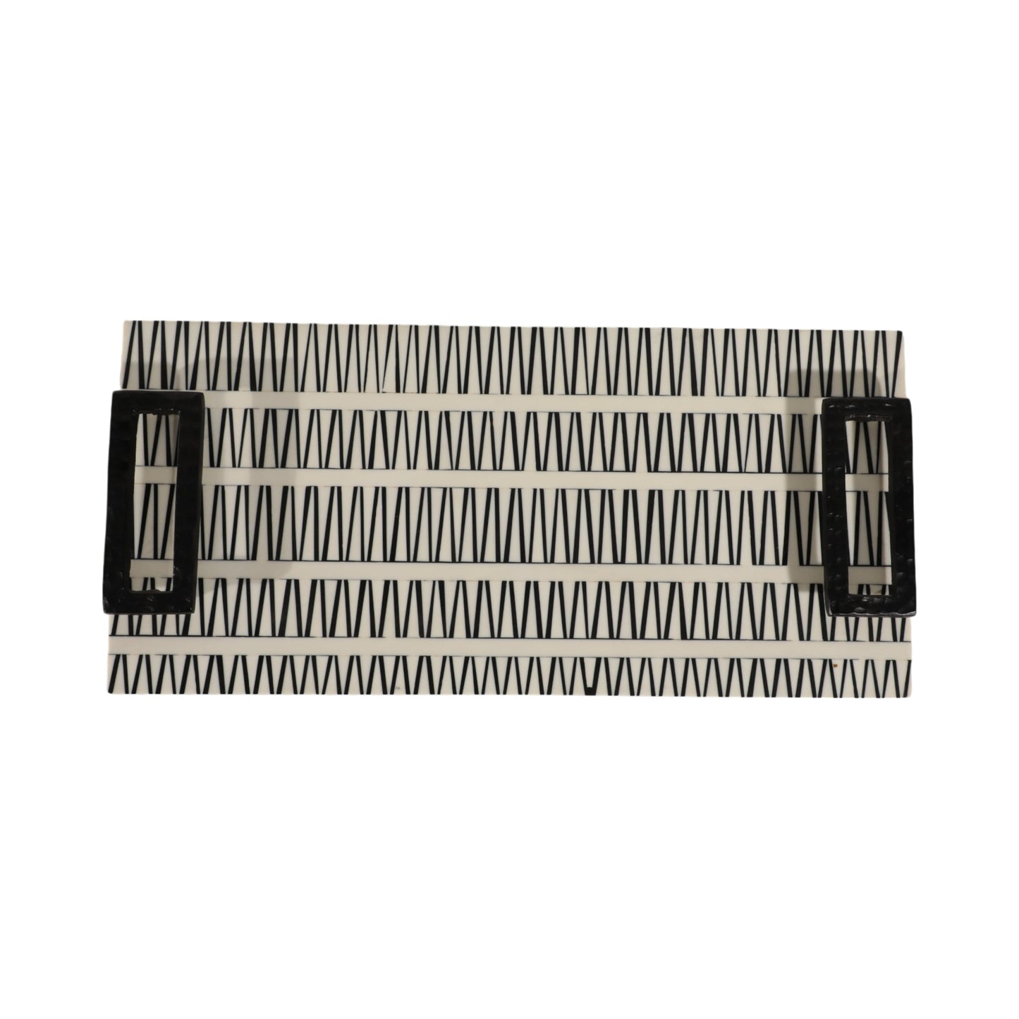 S/2 18/22" Gobiel Black & White Resin Trays