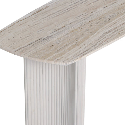EV21206-03 |60"catalina Travertine&fluted Wood Console Tble/kd