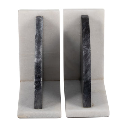 17779 |MARBLE,S/2 6"H,ROUNDED BOOKENDS,BLACK/WHITE