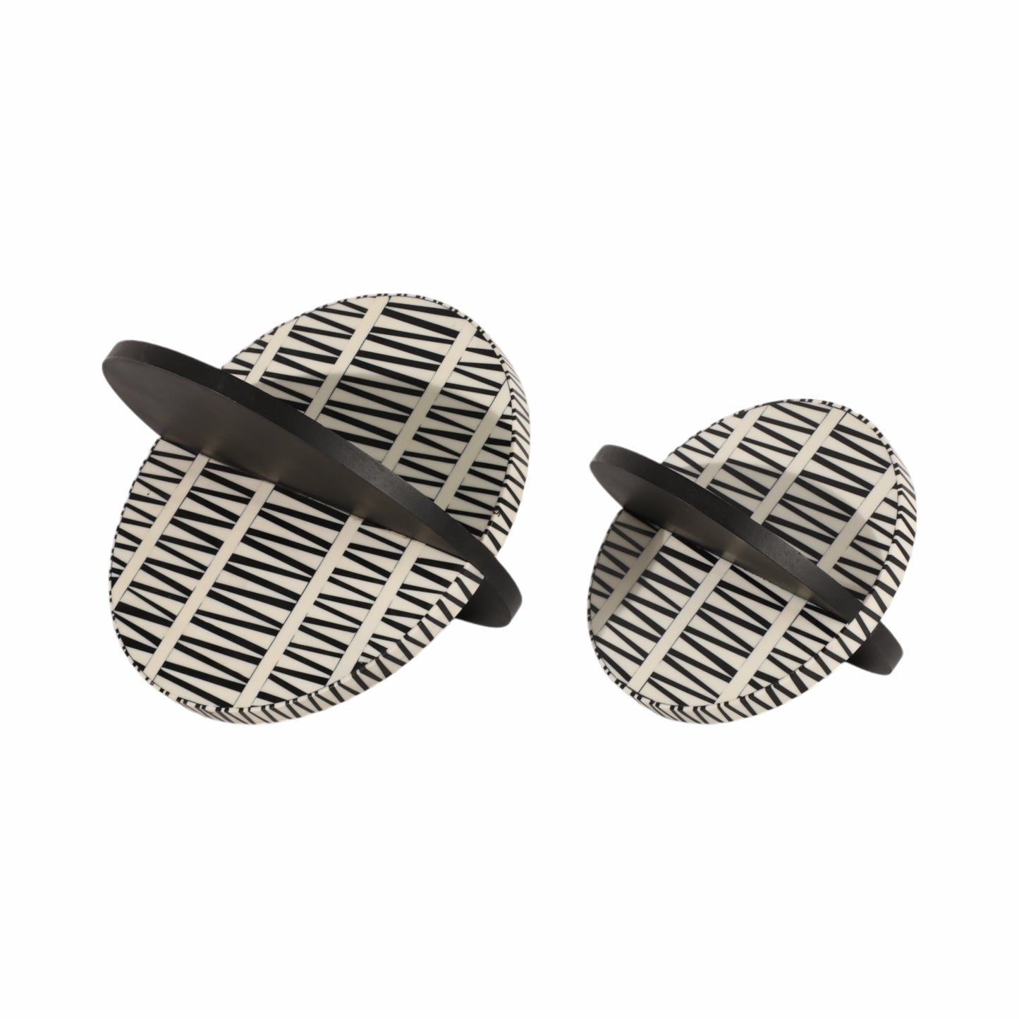 S/2 7/10" Gobiel Black & White Resin Orbs