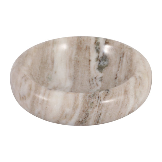 8" CHUNKY CURVED MARBLE BOWL, BEIGE