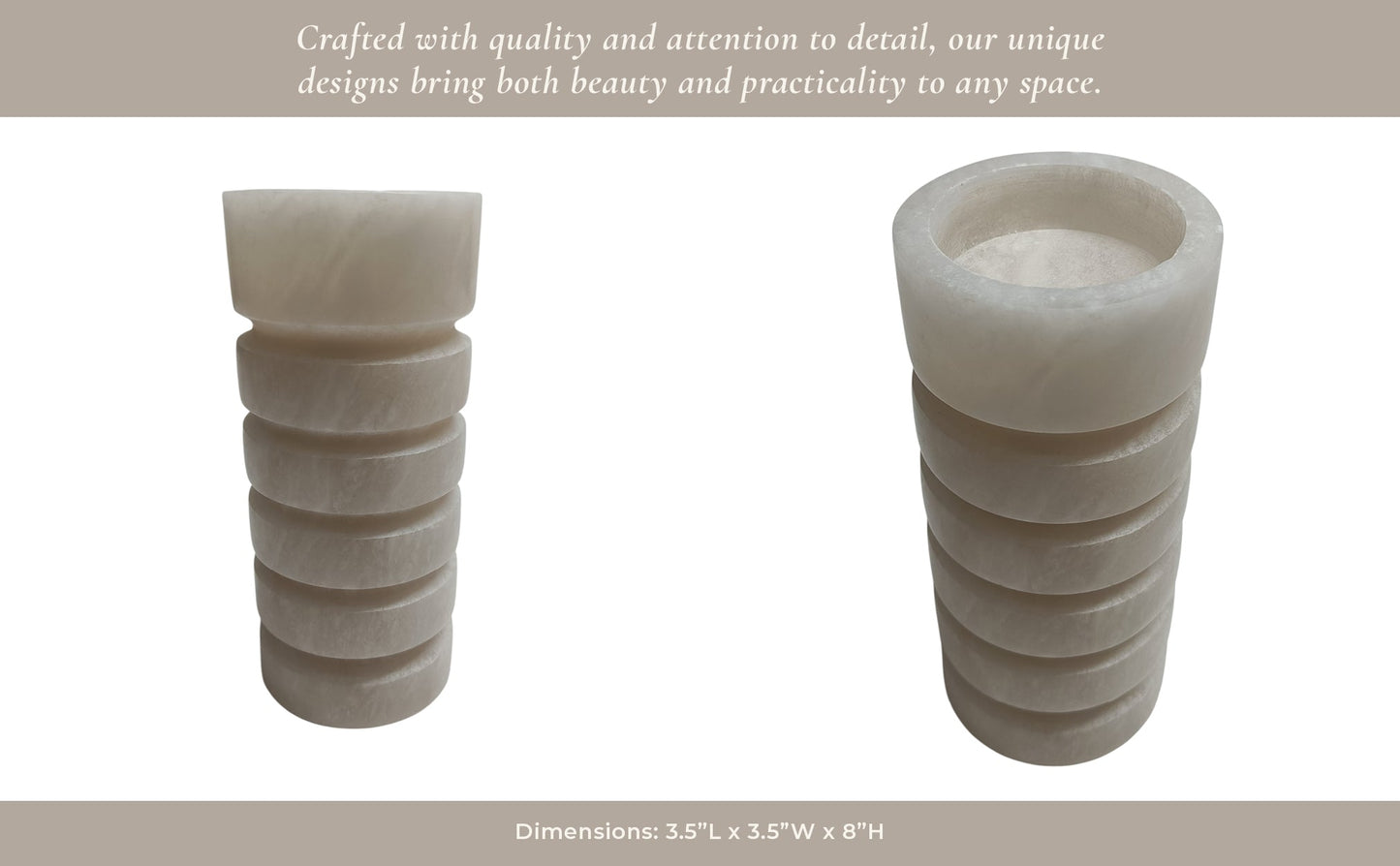 8" Solica Small Alibaster Candleholder