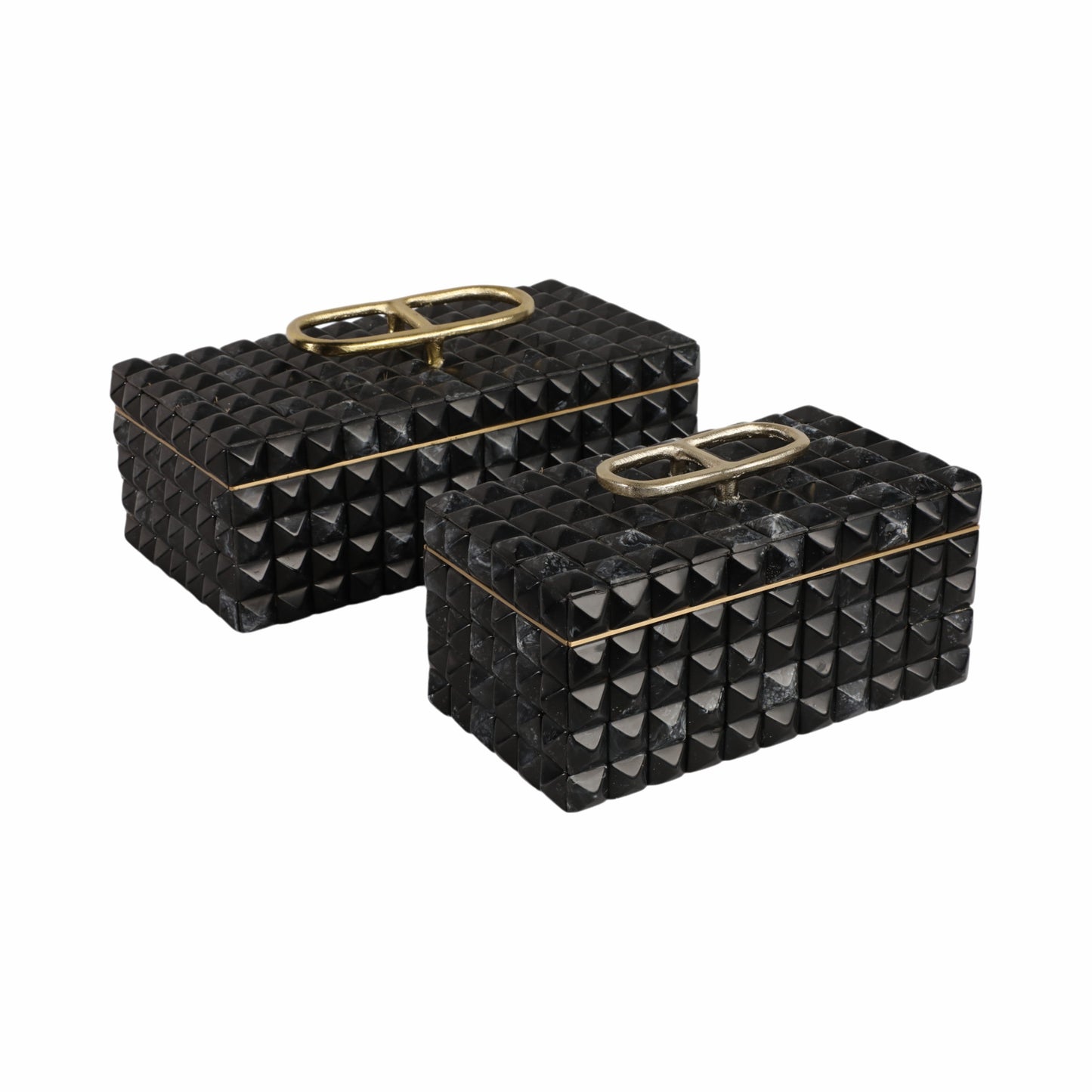 S/2 11/14" Bente Grey Resin Boxes