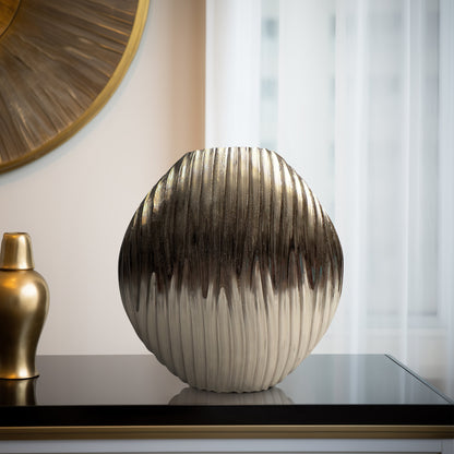 EV19178-02 |Metal, 13" Forli Medium Silver Vase