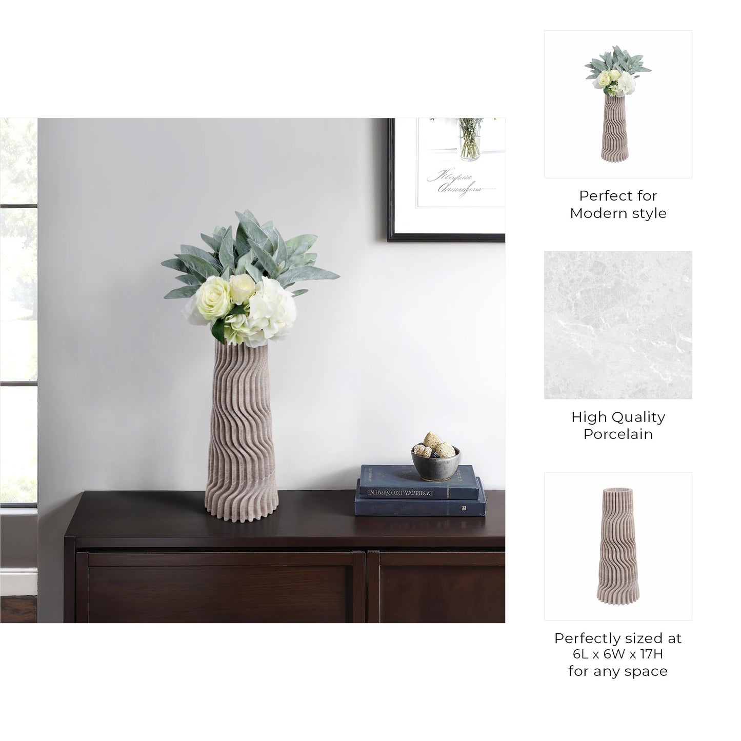 Shelvin 3d Printed Porcelain Vase, Multi |EV21283-02