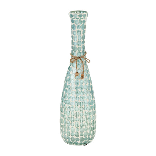 17662-01  GLASS, 7"H MOSAIC VASE, BLUE( Sagebrook Home  )