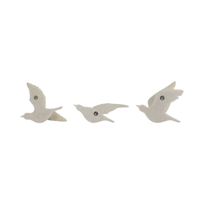 EV19794 |S/3 Horizon Quartz Resin Bird Wall Decor, White