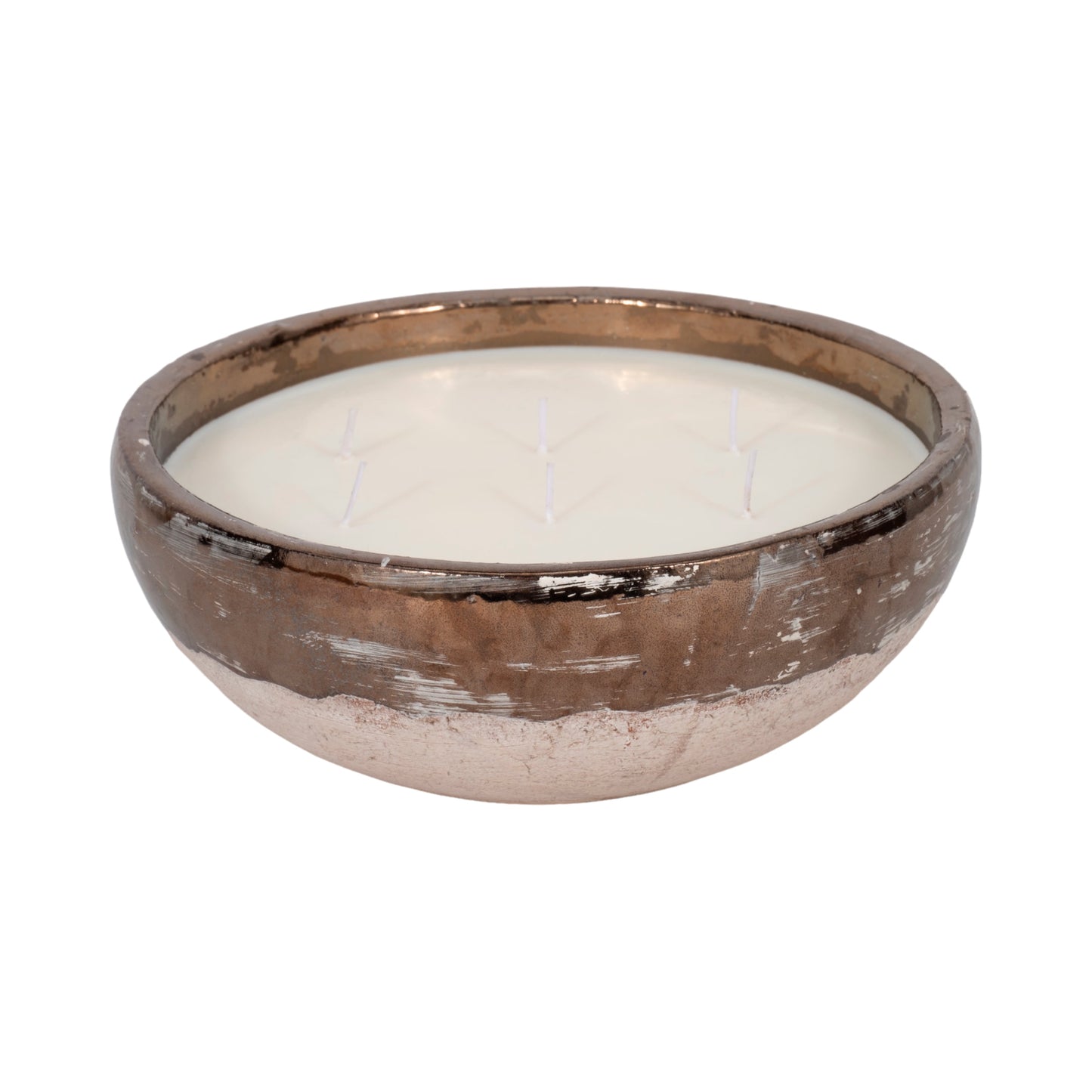 12" 57 Oz Pine Bowl Candle, Grey/gold
