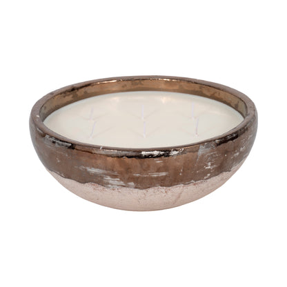 12" 57 Oz Pine Bowl Candle, Grey/gold