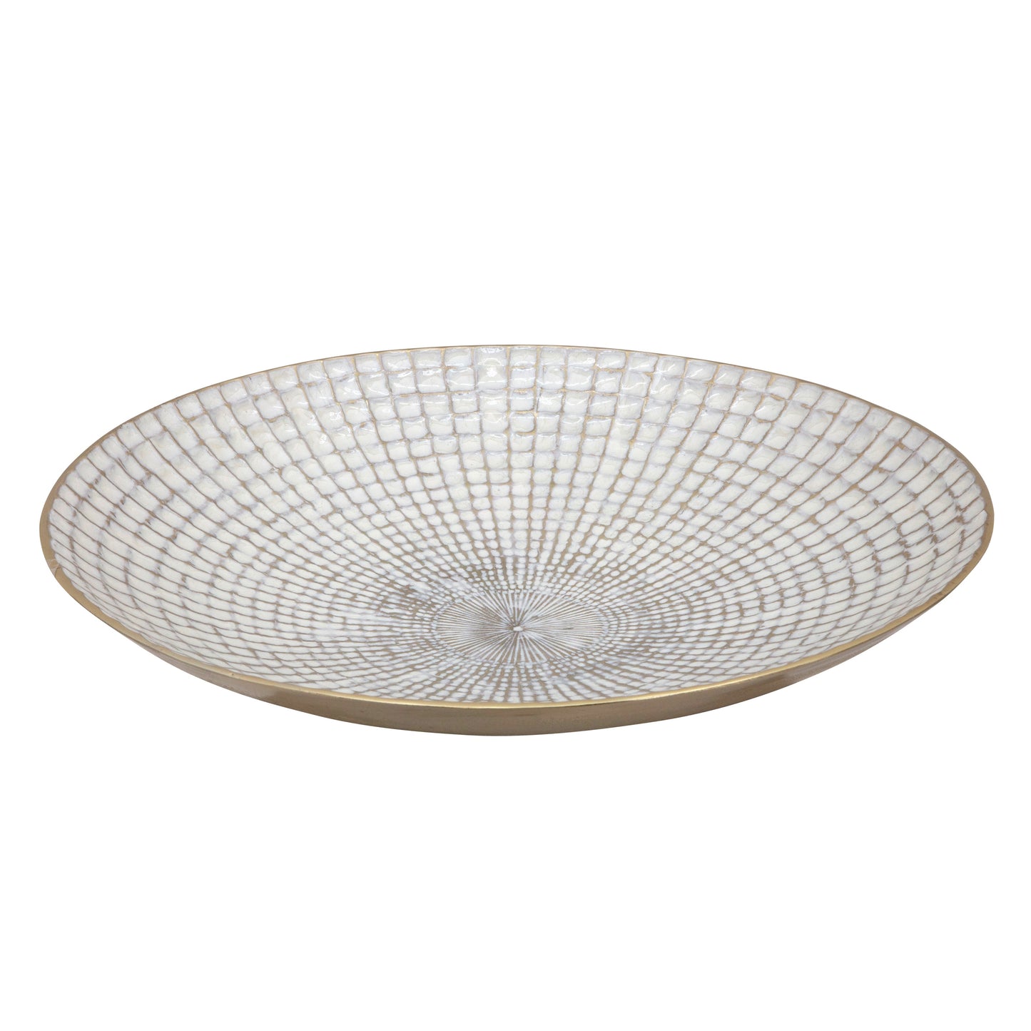 S/2 METAL 18/21" ROUND PLATES, IVORY/CHAMPAGNE