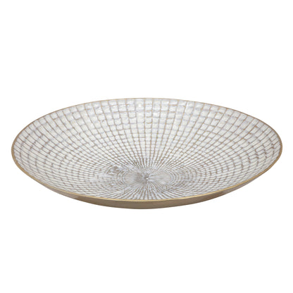 S/2 METAL 18/21" ROUND PLATES, IVORY/CHAMPAGNE