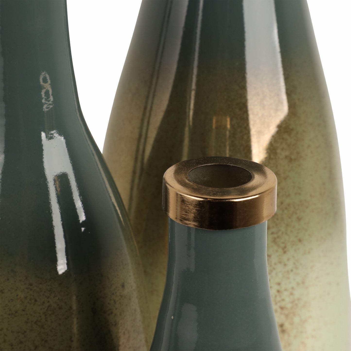 S/3 16/18/21" Windard Glass Bottles, Green