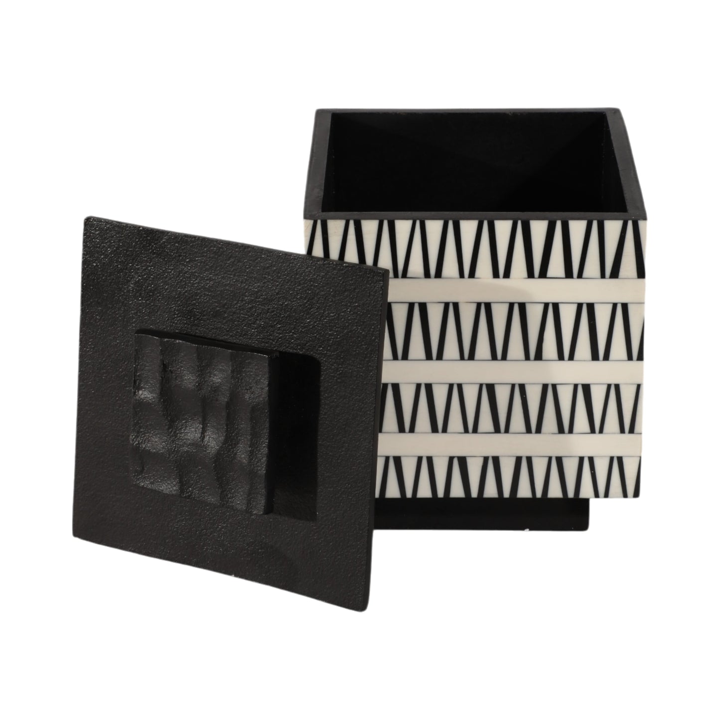 S/2 7/10" Gobiel Black & White Resin Boxes