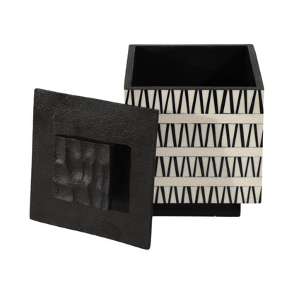 S/2 7/10" Gobiel Black & White Resin Boxes
