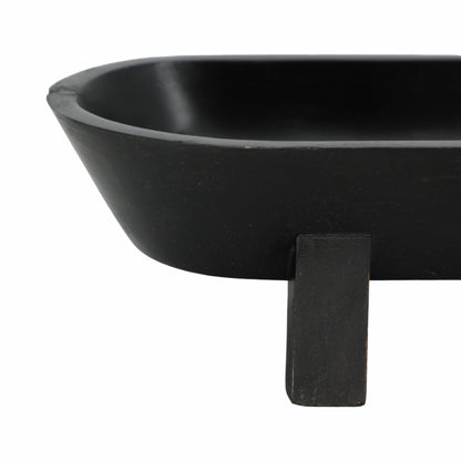 16" Footed Oval Bowl, Black