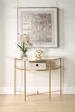 24304-SL-UTT | Henzler 91 W x 76 H x 45 D Demilune Console Table with Mirror Top