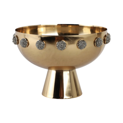 10" Adalyn Pyrite Stone And Steel Bowl