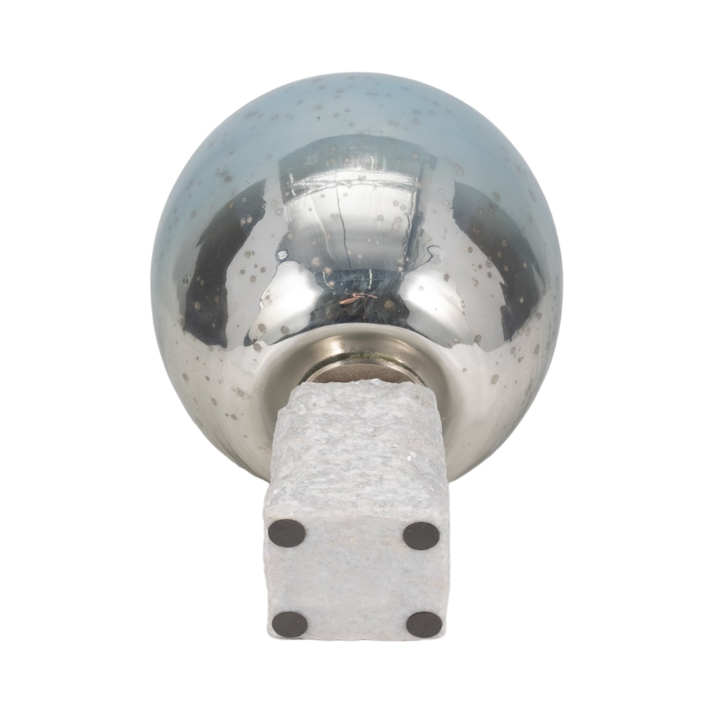 Glass, 15" Bowl Pillar Holder Marble Base, Aqua/wh