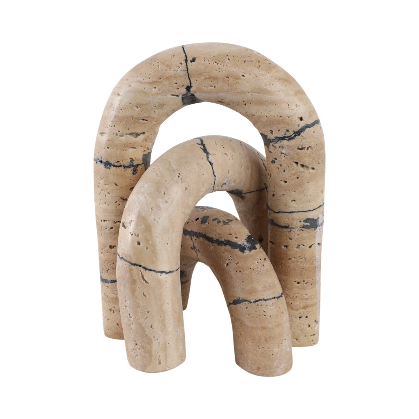 S/3 10" Gorda Crackle Travertine Arches